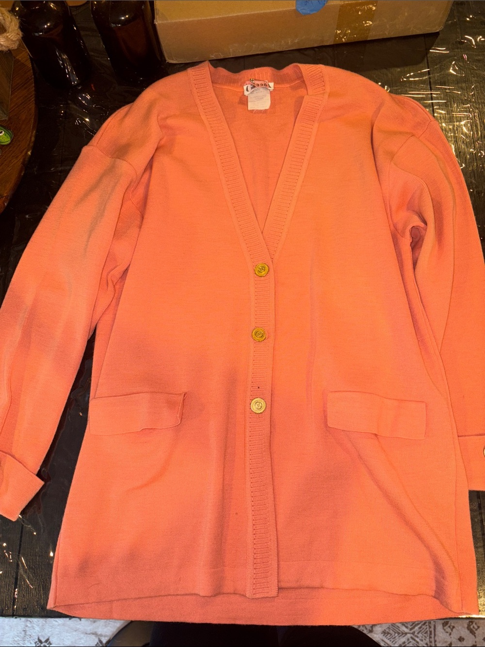GISPA Coral Button Front Pocket Cardigan VINTAGE WOOL